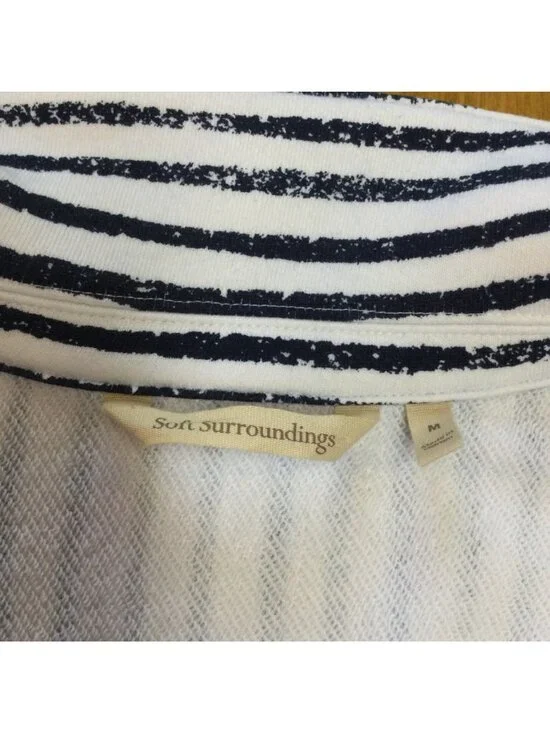 Soft Surroundings Striped Pullover Tunic Top Size M Navy White Nautical Preppy - Picture 4 of 7
